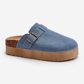 Saboți de damă din denim cu platformă, albastru Jorffia 1