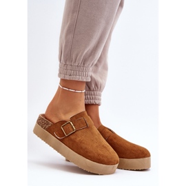 Saboți cu platformă Camel Jorffia de damă maro 2