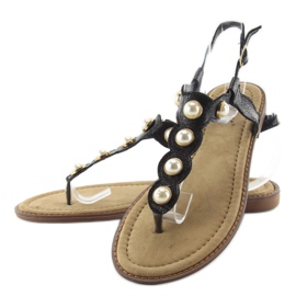 Flip-flops cu perle mari LL-75 Black negru 2 Flip-flops cu perle mari LL-75 Black negru 2