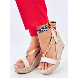 Sandale espadrile cu pană Birrel Bej 2