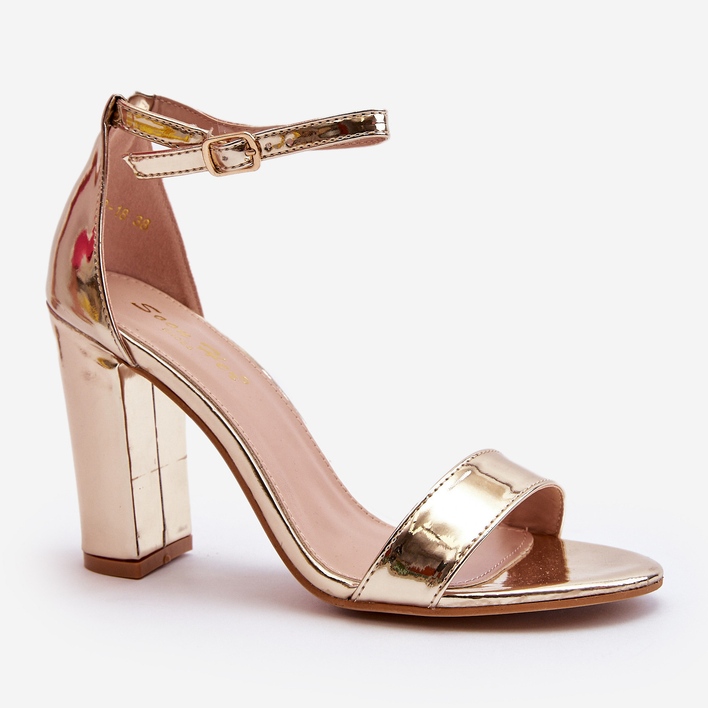 Sandale aurii cu toc inalt Thakko de aur 1