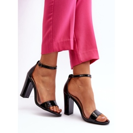 Sandale negre Thakko cu toc înalt negru 2