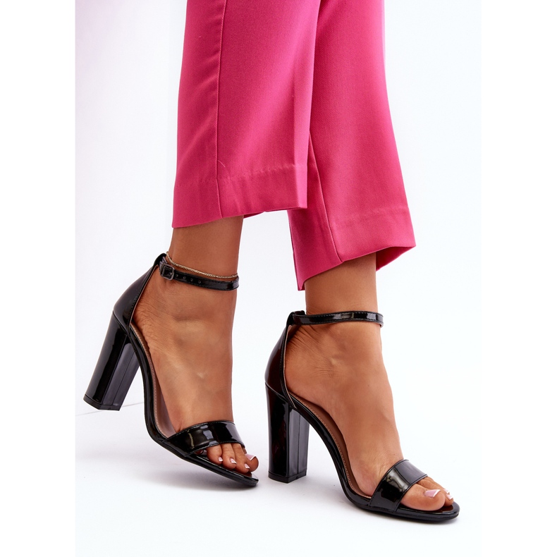 Sandale negre Thakko cu toc înalt negru 2