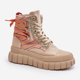 Pantofi înalți de damă bej pe o platformă masivă Kernia 2