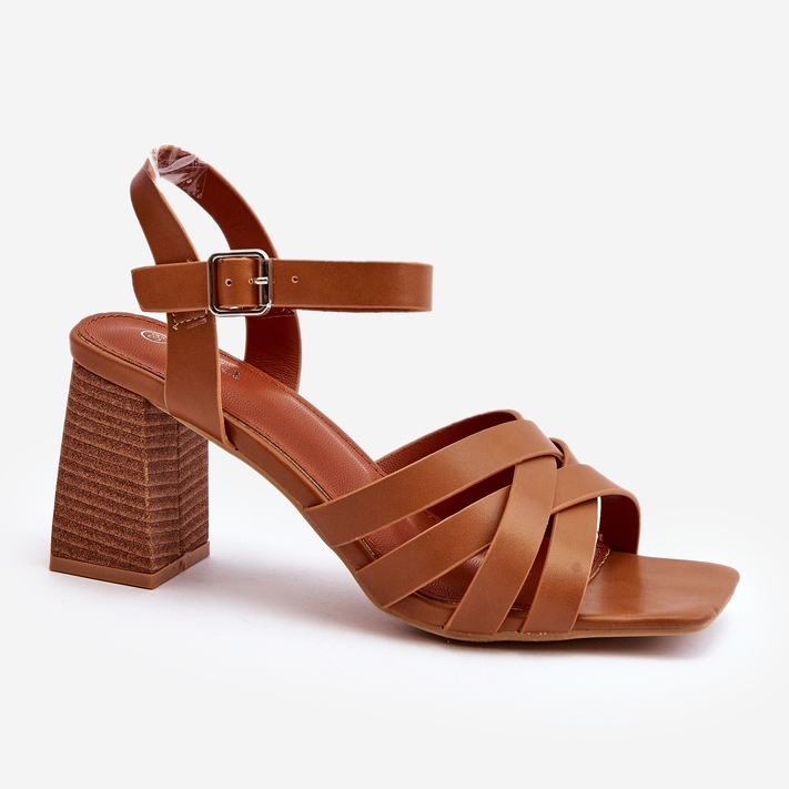 Sandale de damă pe toc înalt Camel Opifiana maro 1