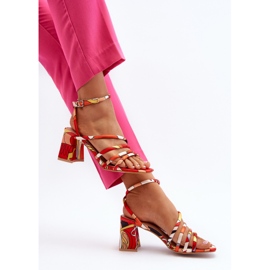 Sandale cu toc înalt cu model portocaliu Jenglla portocale 1 Sandale cu toc înalt cu model portocaliu Jenglla portocale 1