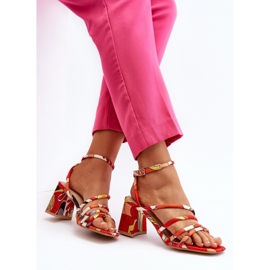 Sandale cu toc înalt cu model portocaliu Jenglla portocale 2 Sandale cu toc înalt cu model portocaliu Jenglla portocale 2