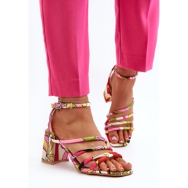 Sandale cu model pe un toc înalt Jenglla multicolor roz 6