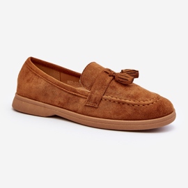 Mocasini dama din piele intoarsa Camel by Dansitu maro 1