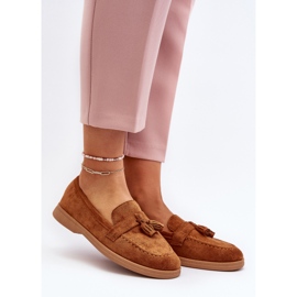 Mocasini dama din piele intoarsa Camel by Dansitu maro 2