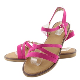 Sandale cu dungi delicate fucsia roz 2