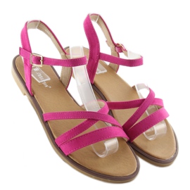 Sandale cu dungi delicate fucsia roz 1