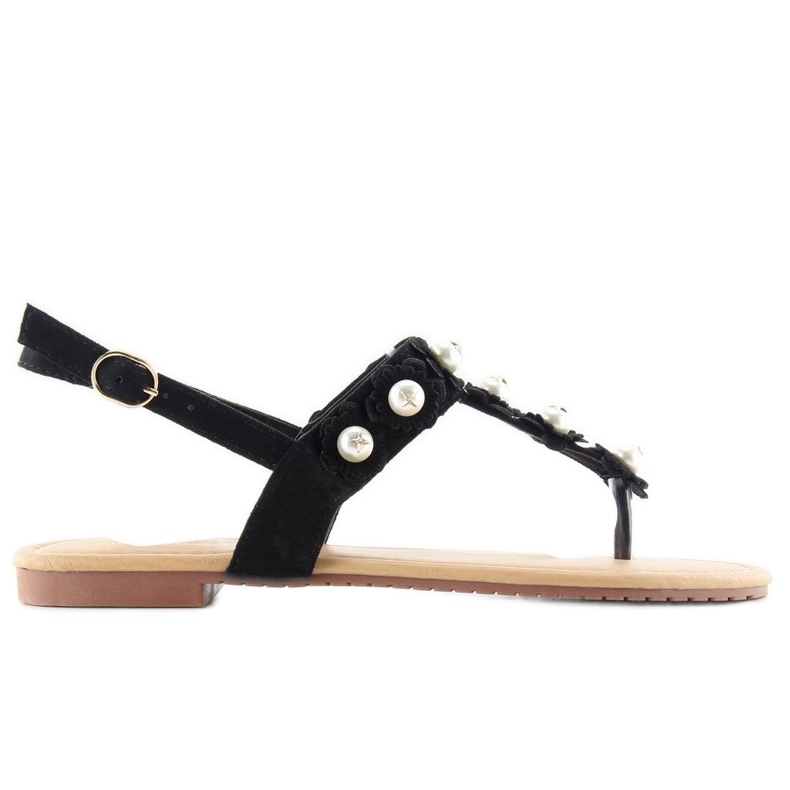 Flip-flops cu perle D-6541 Negru 1
