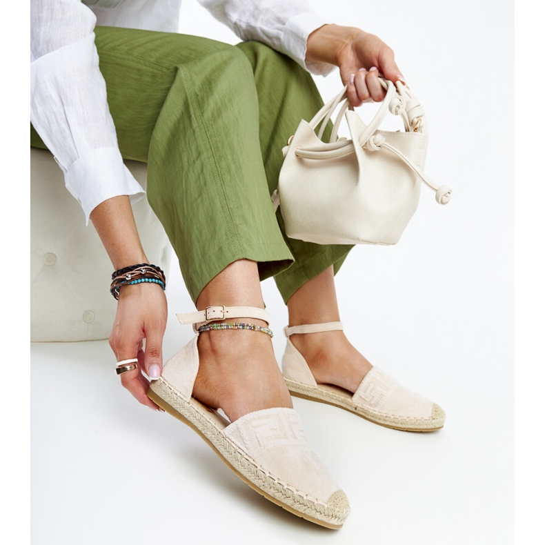 Espadrile bej cu broderie decorativă Sonja 1 Espadrile bej cu broderie decorativă Sonja 1