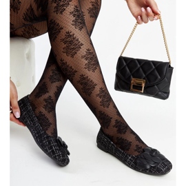 Balerini negri cu o floare decorativă Mateja negru 1