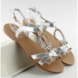 Sandale cu pietre decorative argintii gri 1