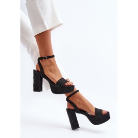 Sandale negre din denim cu toc înalt Acrana negru 1