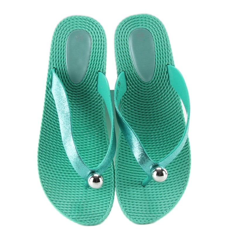 Flip-flops cu o minge argintie 9-56 verde 2