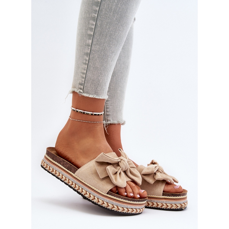 Flip-flops de damă bej pe platformă cu fundă Evatria 2