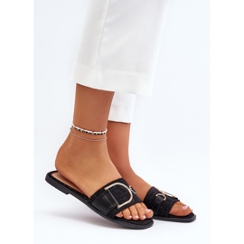 Flip-flops de damă strălucitori cu topuri negre decorate negru 2