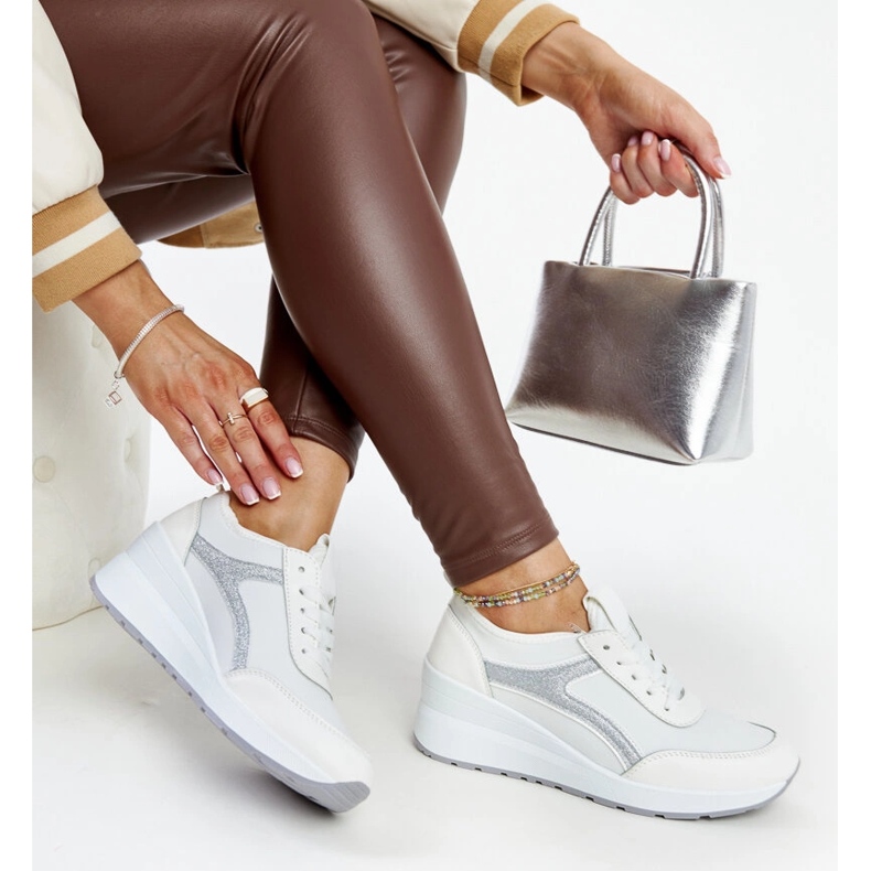 Tenisi albi cu pană Hermina 1 Tenisi albi cu pană Hermina 1