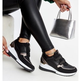 Tenisi negri cu pană decorați cu strasuri Asmeret negru 1