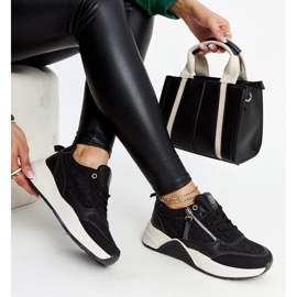 Tenisi negri strălucitori pe platforma Makda negru 1