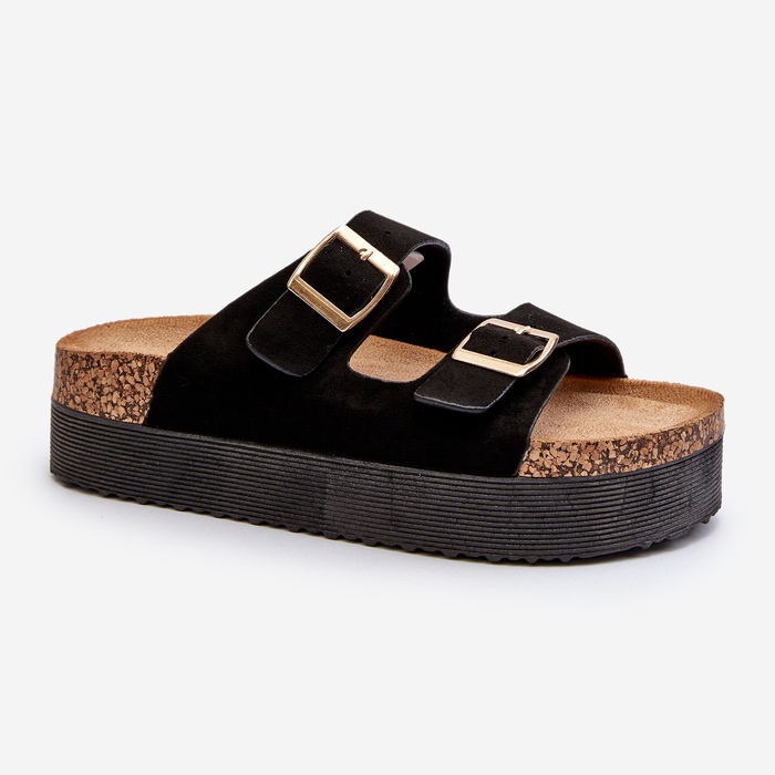 Flip Flops Damă Platformă Cu Catarame Negru Lolpey 1