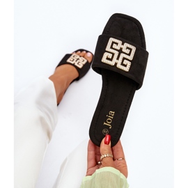 Flip-flops De Dama Cu Toc Plat Cu Decorat, Inaile Negru 2