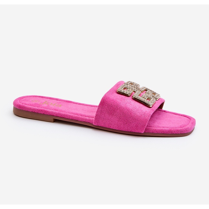 Flip-flops De Dama Cu Toc Plat Cu Decor Inaile Fucsia roz 2 Flip-flops De Dama Cu Toc Plat Cu Decor Inaile Fucsia roz 2