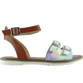 Sandale dungi holograme 2015L-139-3W Argintiu maro gri 1