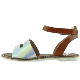 Sandale dungi holograme 2015L-139-3W Argintiu maro gri 2