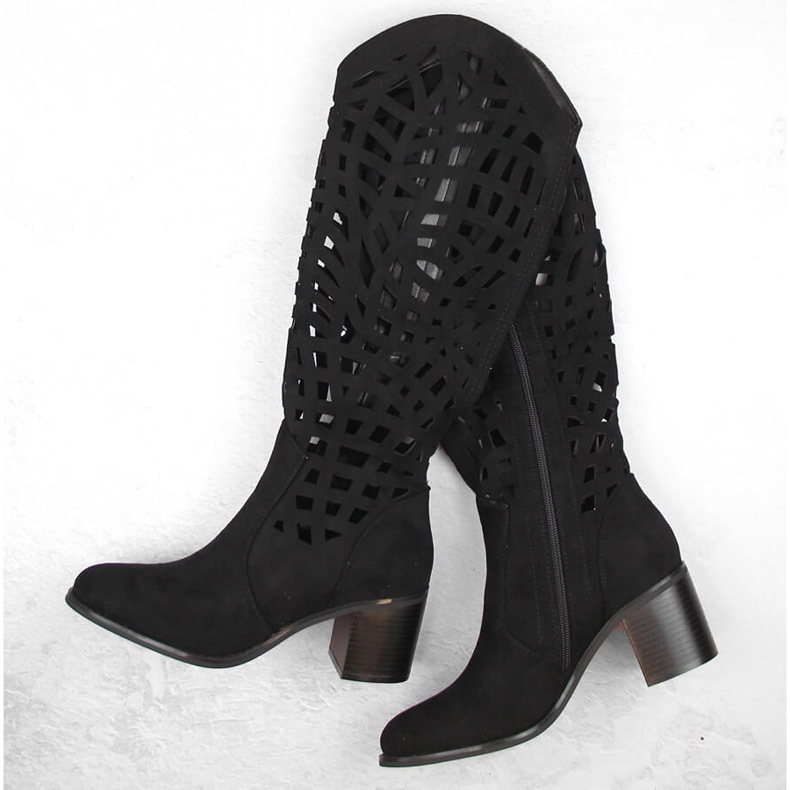 Cizme ajurate negre de dama Jezzi RMR2337-6 negru 1