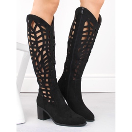 Cizme ajurate negre de dama Jezzi RMR2337-6 negru 5