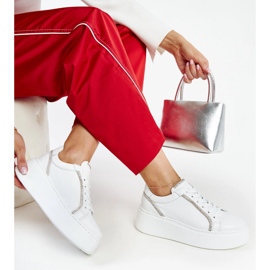 Tenisi Karino din piele albă cu strasuri 1