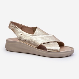 Sandale din piele pentru femei Zazoo 40392 Aur de aur 2