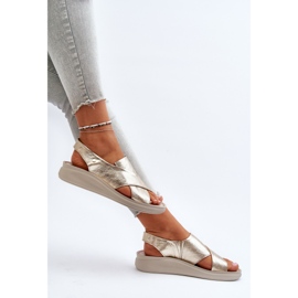 Sandale din piele pentru femei Zazoo 40392 Aur de aur 1