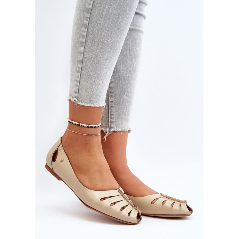 Zazoo 10009 Pantofi de balerini din piele confortabili pentru femei, bej 2