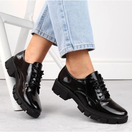 M. DASZYŃSKI Pantofi slip-on ajurati de damă patentați M.Daszyński SA178A-2 negru 5