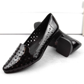 M. DASZYŃSKI Pantofi slip-on ajurati de damă patentați M.Daszyński SA178A-2 negru 6