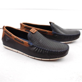 Pantofi bărbați din piele, mocasini slip-on, bleumarin Bugatti NN153339 albastru 1