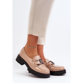 Vinceza Mocasini de dama din piele lacuita Bej Santtes 2