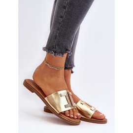 Seastar Șlapi de damă cu decor Ollavia auriu de aur 2 Seastar Șlapi de damă cu decor Ollavia auriu de aur 2