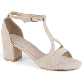 Potocki W WOL224B sandale de piele intoarsa cu toc, bej 1