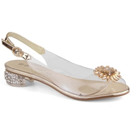 Sandale transparente Potocki W WOL227A aurii de aur 1