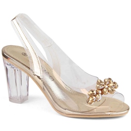 Sandale transparente Potocki W WOL229A aurii de aur 1