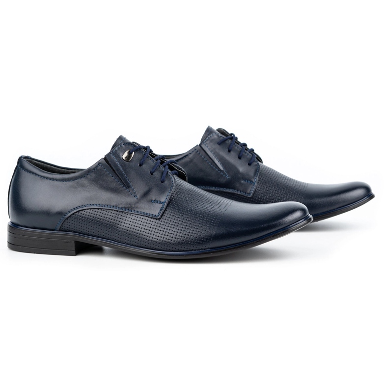 Olivier Pantofi barbati eleganti din piele 302T3, bleumarin albastru 2