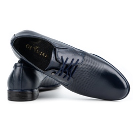 Olivier Pantofi barbati eleganti din piele 302T3, bleumarin albastru 3