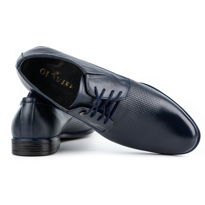 Olivier Pantofi barbati eleganti din piele 302T3, bleumarin albastru 3