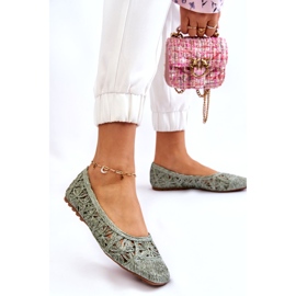 Seastar Balerini verzi ajurat la modă verde 1 Seastar Balerini verzi ajurat la modă verde 1